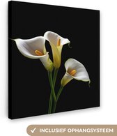 Canvas Schilderij Planten - Bloemen - Wit - Natuur - Botanisch - 20x20 cm - Wanddecoratie