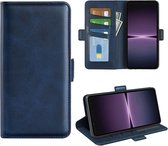 Sony Xperia 1 V Hoesje - MobyDefend Luxe Wallet Book Case (Sluiting Zijkant) - Blauw - GSM Hoesje - Telefoonhoesje Geschikt Voor Sony Xperia 1 V