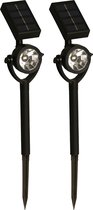 LuxForm Solar tuinlamp/spotlamp - 2x - zwart - LED Softtone effect - oplaadbaar - L8 x B5,5 x H35 cm