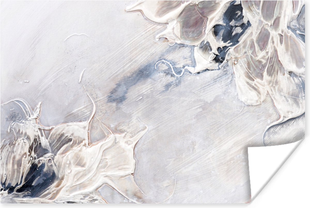 Poster Verf - Abstract - Beige - Grijs - 30x20 cm