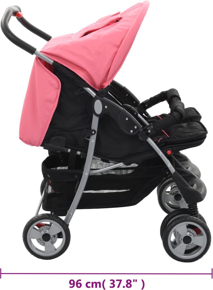 vidaXL vidaXL Stalen Tweelingkinderwagen - afbeelding 4