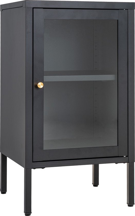 Knock - Vitrinekast - zwart - staal - 1 glasdeur - 35x70x38cm