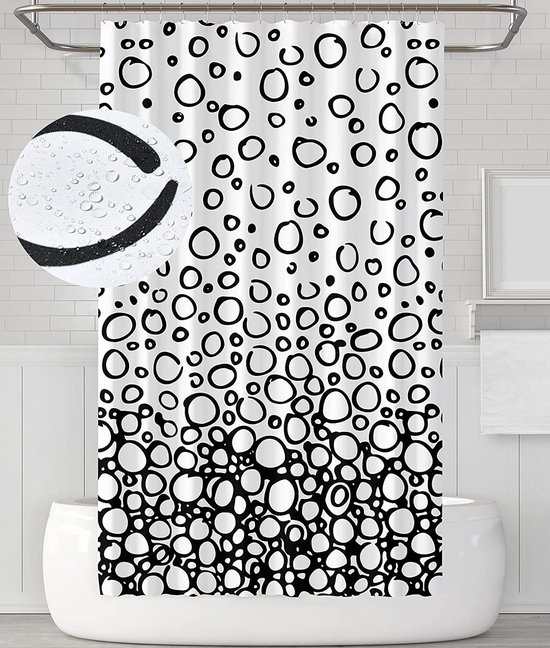 Rideau de douche design à Bulles Noir et Blanc