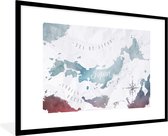 Affiche avec cadre Cartes du Cartes du monde - Japon - Argent - 90x60 cm