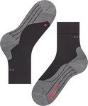 Deux chaussettes de course Falke, gris avec accents noirs, 'R' rouge et logo Falke.