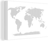 Carte du monde croix et pluses toile noir / blanc 60x40 cm | Carte du monde peinture sur toile