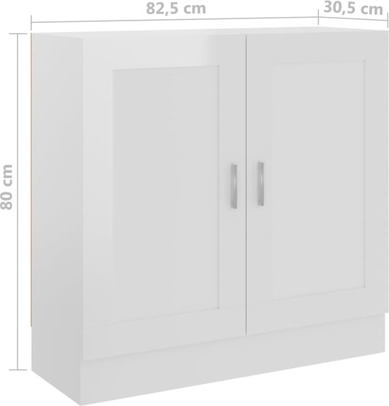 vidaXL-Boekenkast-82,5x30,5x80-cm-bewerkt-hout-hoogglans-wit