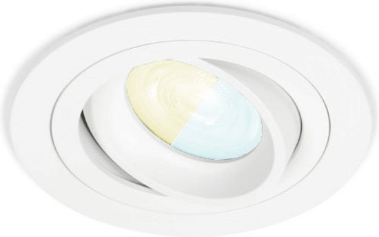 Inbouwspot Demus met Philips HUE White Ambiance - inbouwspot - Wit - rond - Voor binnen / woonkamer / keuken / slaapkamer - IP20 - GU10 - Buitendiameter: 92MM - boorgat: 80-86MM - min. Inbouwdiepte: 70MM