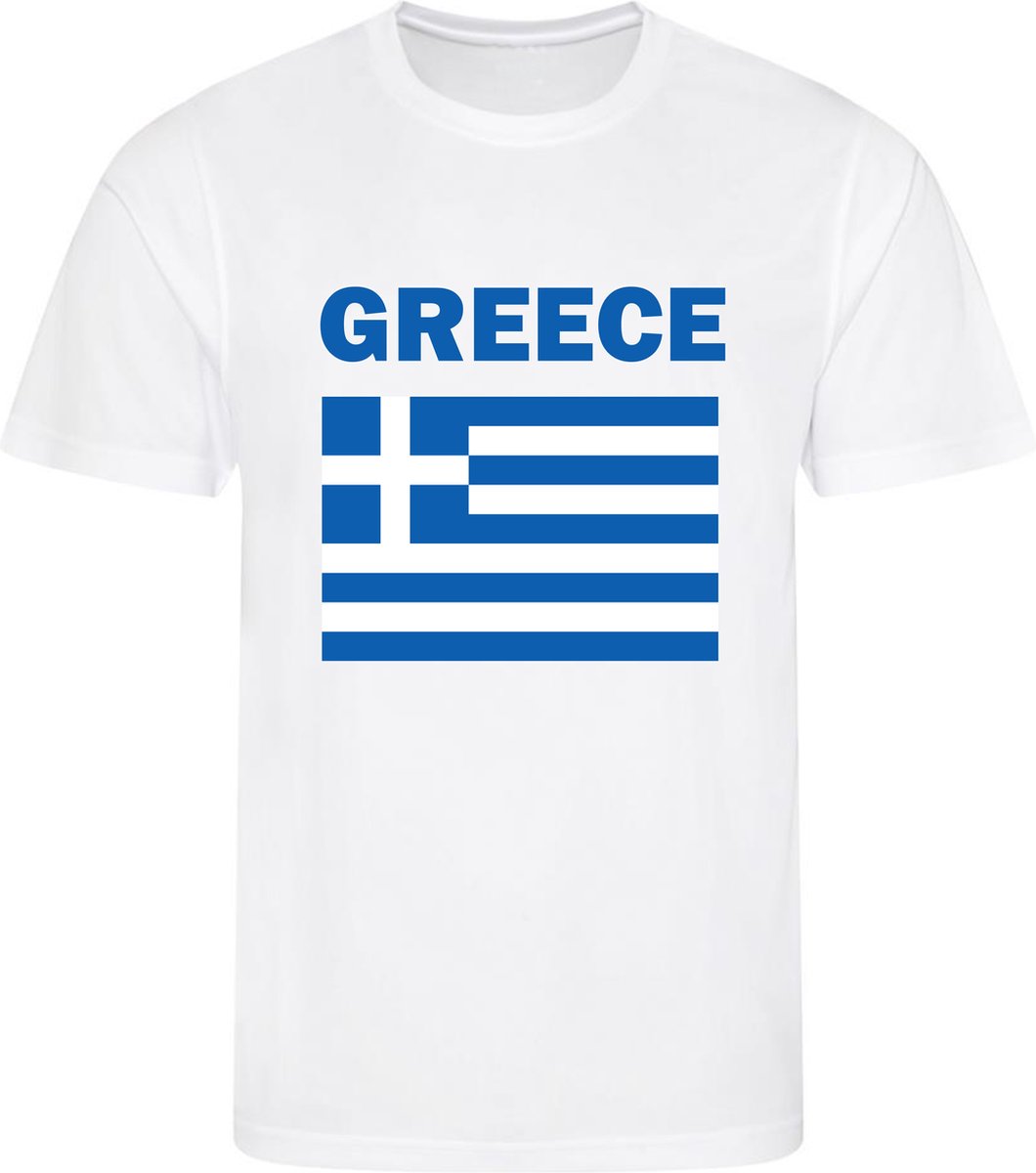 Griekenland - Greece - T-shirt Wit - Voetbalshirt - Maat: 122/128 (S) - 7 - 8 jaar - Landen shirts