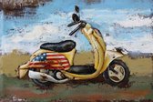 120 x 80 cm - Metaalschilderij - Brommer / scooter - 3D art Schilderij Metaal - handgeschilderd