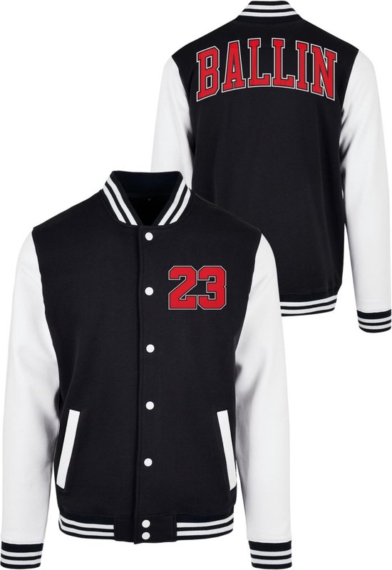 Mister Tee - Ballin 23 College jacket - L - Zwart/Wit