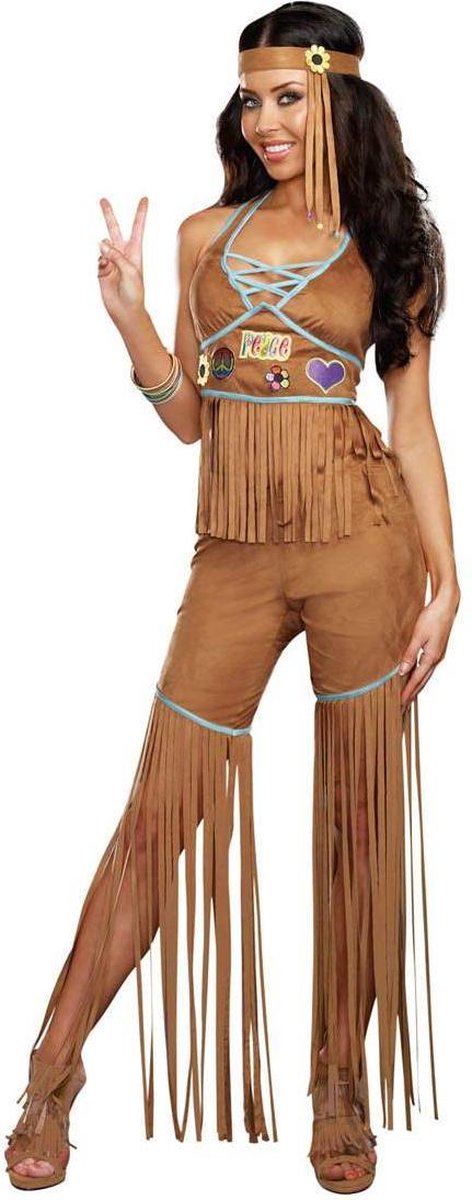 Hippie Pakje Volwassenen Vrouwen Bruin Cowboys en Indianen Maat L