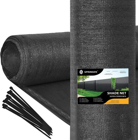 Springos Filet de visibilité - Toile de visibilité - Filet d'intimité - Toile d'ombrage - Rouleau 1,5 x 10 m - 90 % d'ombrage - 140g/m² - Anthracite