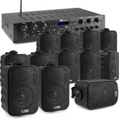 Geluidsinstallatie met Bluetooth - PV260BT 6-zone versterker audio + 12 BGO30 zwarte 3'' speakers