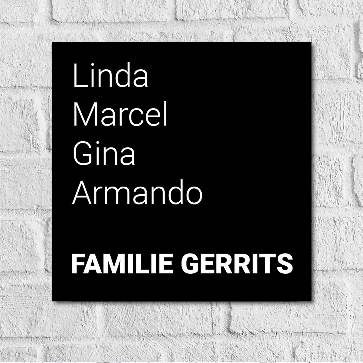 Acryl Varano-Line Naambordje - Familienaam + namen - 15 x 15 cm (incl. bevestigingsset)
