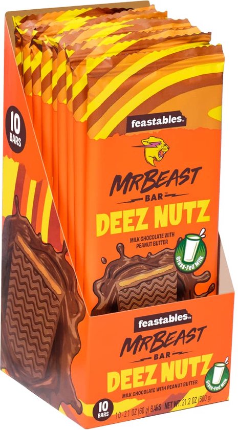 Tablette de chocolat Feastables MrBeast Deez Nutz - Contient 10