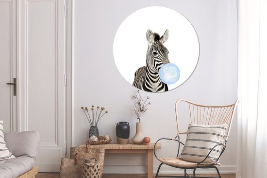 Papier peint autocollant kids - Décoration maison - Zebra - Animaux sauvages - Garçons - Chewing gum - Blauw - Enfant - 120x120 cm - Décoration murale chambre filles - Décoration chambres d'enfants