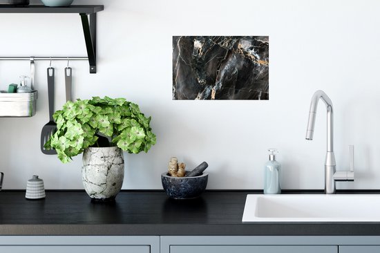 Stickers muraux - Film autocollant - Marbre - Zwart - Or - Motif - 30x20 cm - Film adhésif - Stickers muraux muraux Chambre d'enfant - Papier peint autocollant - Papier peint autocollant - Film autocollant