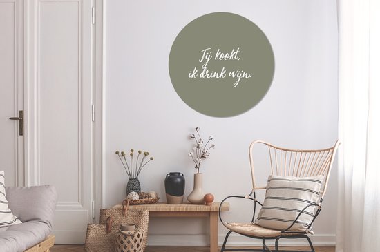 WallCircle - Cercle mural ⌀ 90 - Citations - Tu cuisines, je bois du vin - Vin - Dictons - Tableaux ronds salon - Tableau mural rond - Cercle de Décoration murale - Décoration de chambre intérieur - Cercle de Décoration murale - Accessoires de maison
