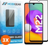 Mobigear Screenprotector geschikt voor Samsung Galaxy M22 Glazen | Mobigear Premium Screenprotector - Case Friendly - Zwart (3-Pack)