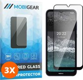 Mobigear Screenprotector geschikt voor Nokia C21 Glazen | Mobigear Premium Screenprotector - Case Friendly - Zwart (3-Pack)