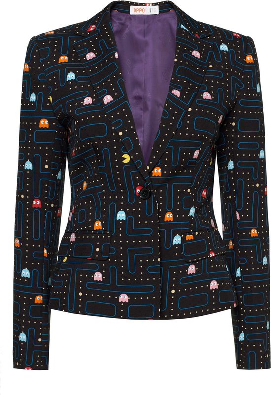 OppoSuits Madam PAC-MAN™ - Dames Blazer - Stijlvolle Dames Colbert - Carnaval, Halloween en Meer - Zwart - Maat: EU 40