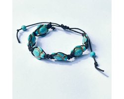 GoedeDoelen.Shop | Touwarmband Turtles | Schildpad Armband | Vriendschapsarmband | Armband Met Edelsteen | Turquoise | Koord Armband | Oceanlife Protection | Save the Turtle | Schildpad Amulet | Unisex | Wellness-House