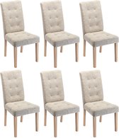 Set van 6 stoelen VILLOSA - Stof & houten poten - Beige L 48 cm x H 100 cm x D 61 cm