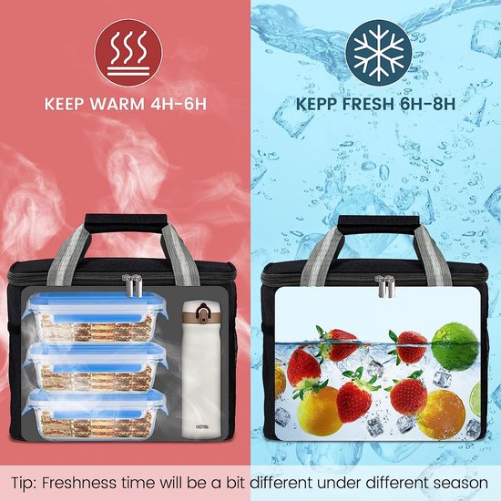 Kato Tirrinia Koeltas, lunchtas voor dames en heren, thermotas, picknicktas, isolatietas met 2 zakken met ritssluiting voor volwassenen, voor kantoor, werk, picknick, rood blauw Kato Tirrinia Koeltas, lunchtas voor dames en heren, thermotas, picknicktas, isolatietas met 2 zakken met ritssluiting voor volwassenen, voor kantoor, werk, picknick, rood blauw