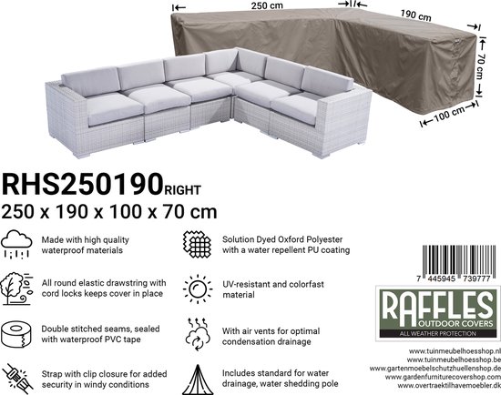 Raffles Covers beschermhoes loungeset / hoekbank (L-vorm) - 250 x 190 H: 70  cm -... | bol.com