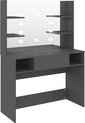 vidaXL - Kaptafel - met - LED-verlichting - 100x40x135 - cm - MDF - grijs