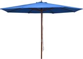 vidaXL - Parasol - met - houten - paal - 350 - cm - blauw
