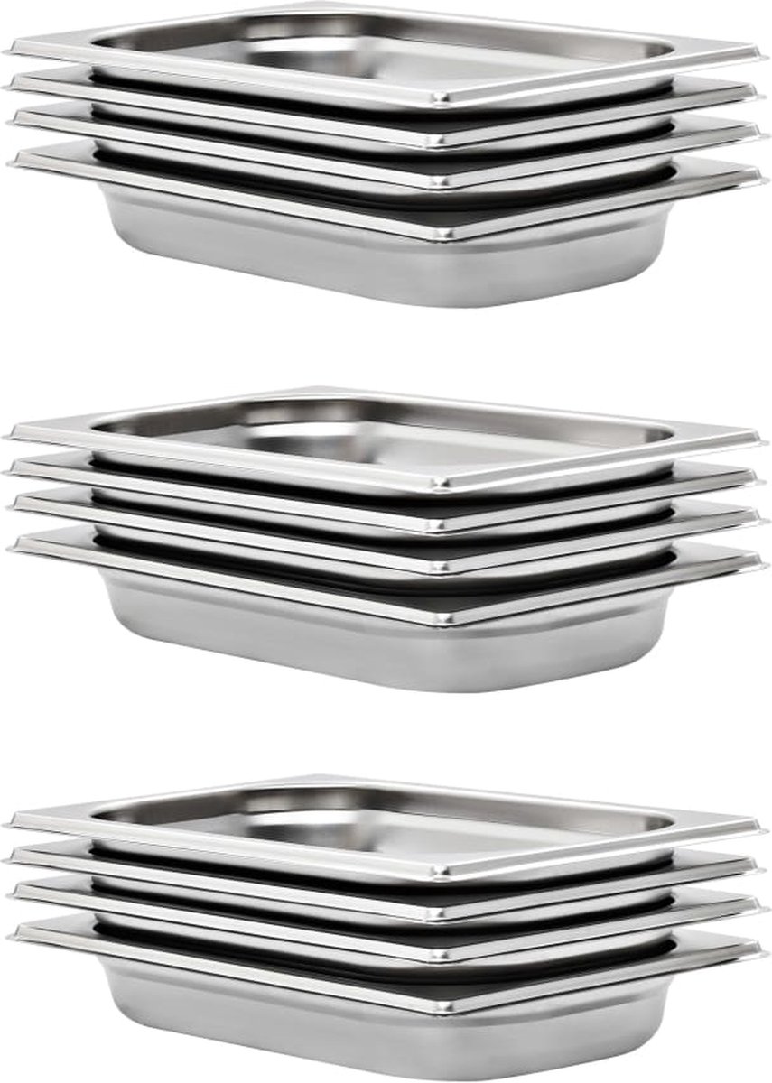 vidaXL - Gastronormbakken - 12 - st - GN - 1/4 - 40 - mm - roestvrij - staal