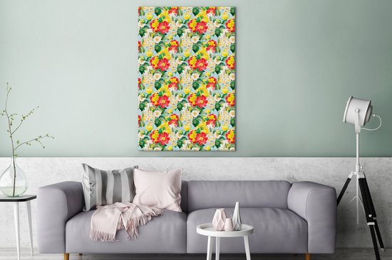 Tableau sur toile Fleurs - Pastel - Couleurs - 90x140 cm - Décoration murale
