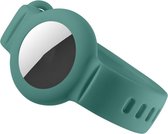 Siliconen bandje - hoesje - geschikt voor AirTag - polsbandje - groen
