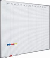 Tableau blanc PRO - Acier émaillé - Agenda hebdomadaire - Agenda mensuel - Agenda annuel - Magnétique - Wit - 90x120cm