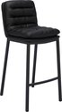 Barkruk Cadence Deluxe - Zwart - Modern Design - Ergonomische Barstoelen - Set van 1 - Met Rugleuning - Voetensteun - Voor Keuken en Bar - Gestoffeerde Zitting - Imitatie Leder