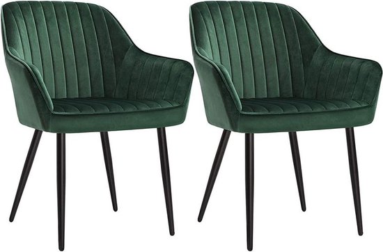 Rootz Eetkamerstoelen - Stoel - Set Van 2 Stoelen - Bureaustoelen - Groen-Zwart - 62,5 x 60 x 85 cm