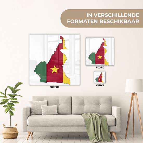 Peinture sur Verre - Dessin de la Carte du Cameroun - 90x90 cm - Peintures sur Verre Peintures - Photo sur Glas