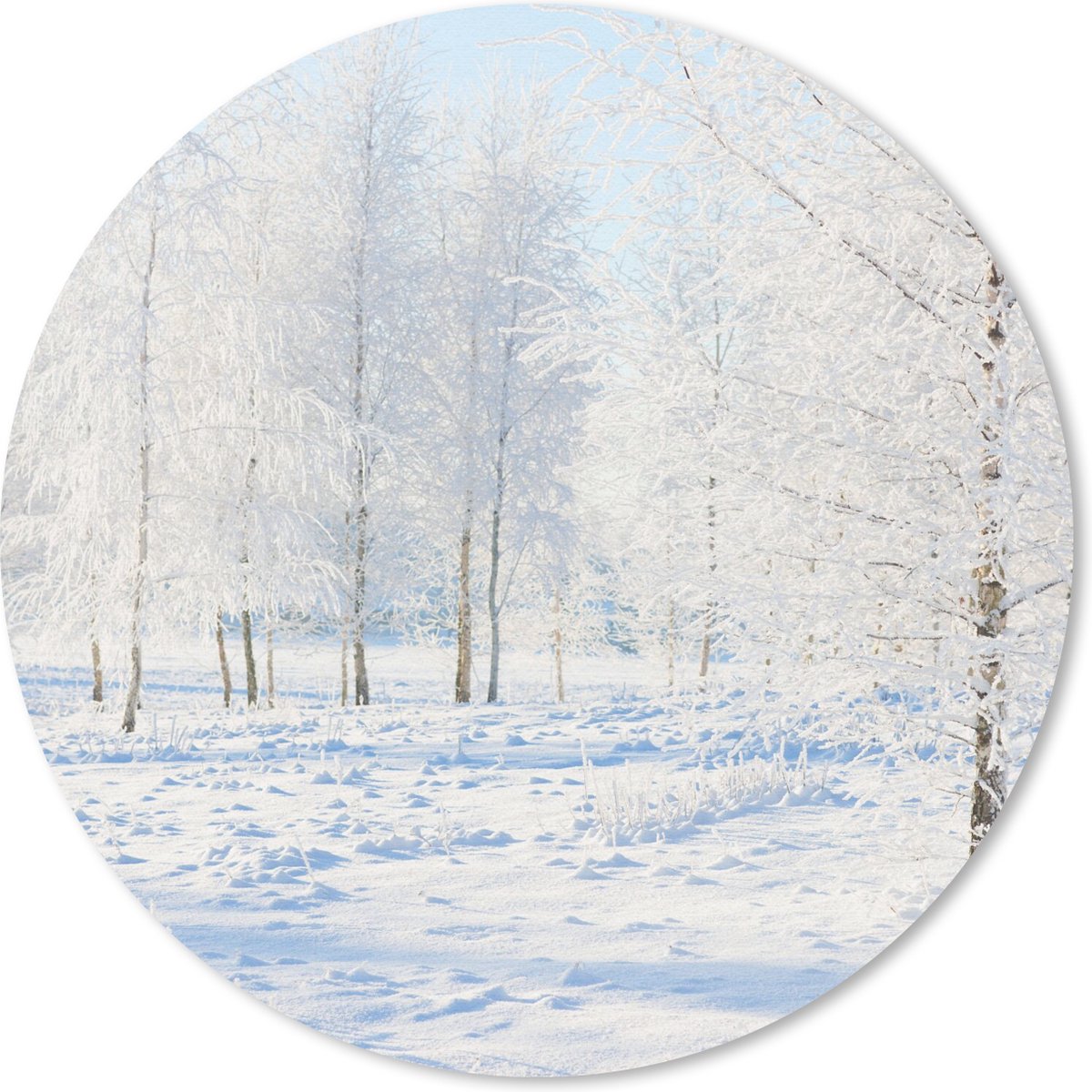 Muismat rond 40x40 cm - Mousepad Sneeuw - Bomen - Winter - Ronde muismatten