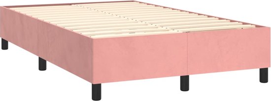 vidaXL-Boxspring-met-matras-en-LED-fluweel-roze-120x200-cm