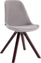 Chaise visiteur Tami - Chaise de salle à manger - Velours gris clair - Pieds marron - Set de 1 - Hauteur d'assise 48 cm - Deluxe