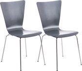 Bezoekersstoel Nora - Houten stoel grijs - Set van 2 - Met rugleuning - Vergaderstoel - Zithoogte 45cm