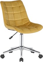Chaise de bureau Severino - Tissu - Velours Jaune - Ergonomique - 46x40x96cm Réglable en Hauteur - Hauteur d'assise 44 - 59 cm - Design Moderne