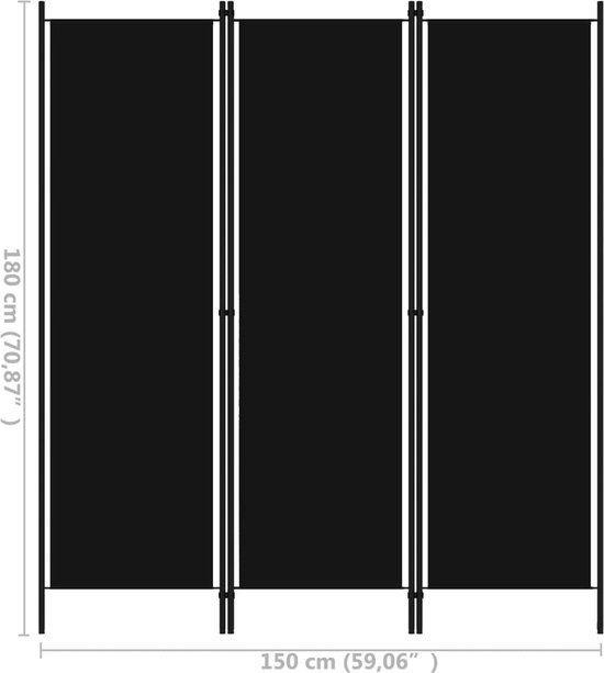 vidaXL-Kamerscherm-met-3-panelen-150x180-cm-zwart - vidaXL