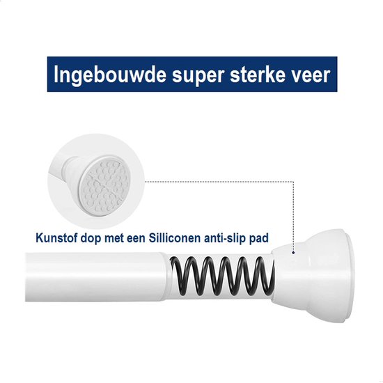 Tringle à Rideau Extensible PLAY IT - 167-300cm - Tringle à Rideau Autocollante - Wit