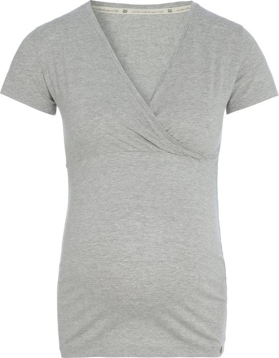 Baby's Only - Zwangerschaps T-shirt Glow Dusty Grey - Voedingstop gemaakt uit 96% viscose en 4% elastaan - Shirt met borstvoedingsfunctie - M