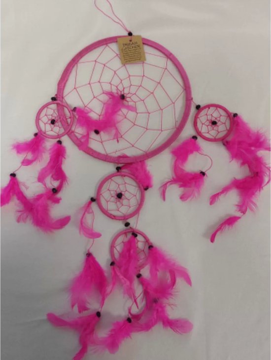 Dromenvanger - 22 cm - Roze - alleen veren - Dreamcatcher