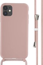 iMoshion Hoesje Geschikt voor iPhone 11 Hoesje Met Koord - iMoshion Siliconen hoesje met koord - roze