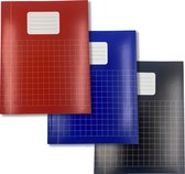 DULA Schriften - A5 formaat Ruit 10 mm - Rood Blauw Zwart - 10 pak - Schoolschrift geruit